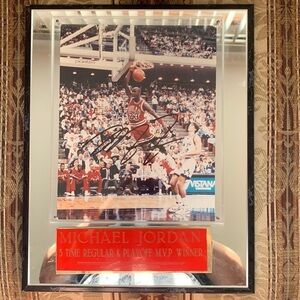 Michael Jordan Chicago bulls signed plaque three time MVP winner authentic